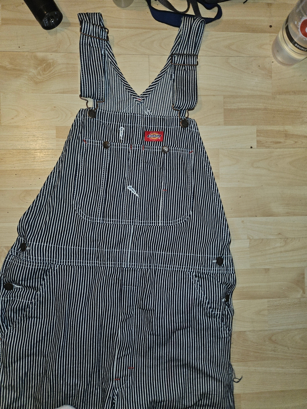 Dickies Black & White Striped Work Overalls